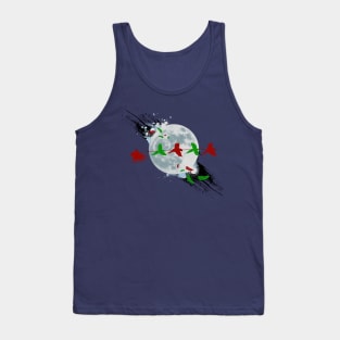 Funny Santa's Sleigh Ride with Christmas Macaw Parrots Tank Top